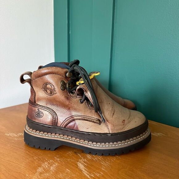Georgia Boot Women’s Distressed Brown Metatarsal Guard Flap Steel Toe Lace-up Wo - Picture 12 of 15